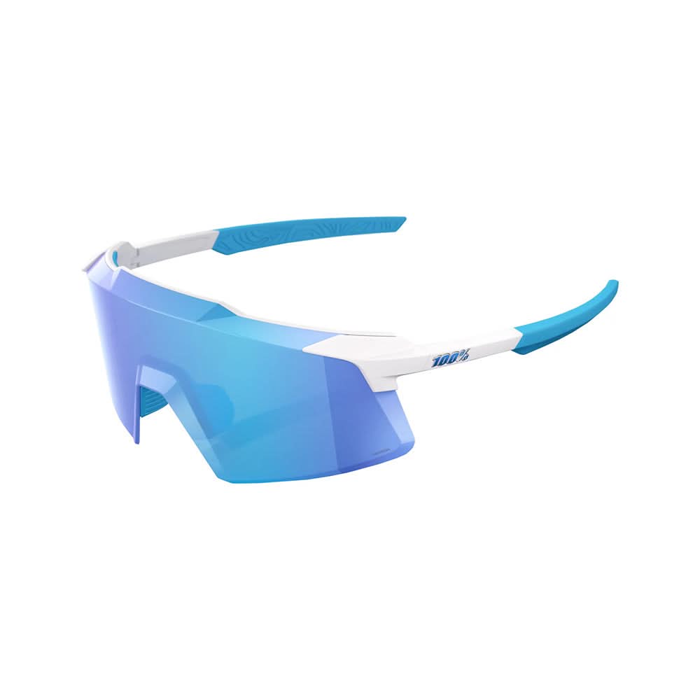 100% Aerocraft | Matte White - Hyper Blue Mirror Lens