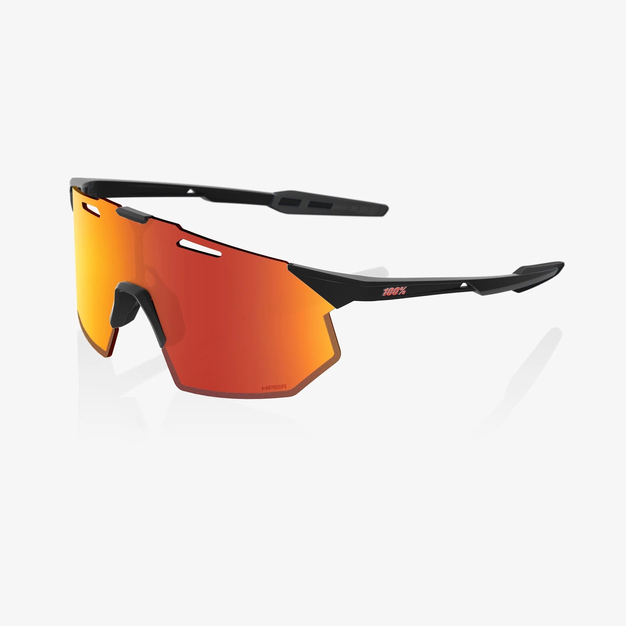 100% HYPERCRAFT SQ Cykelbriller | Soft Tact Black - Hyper Red Multilayer Mirror