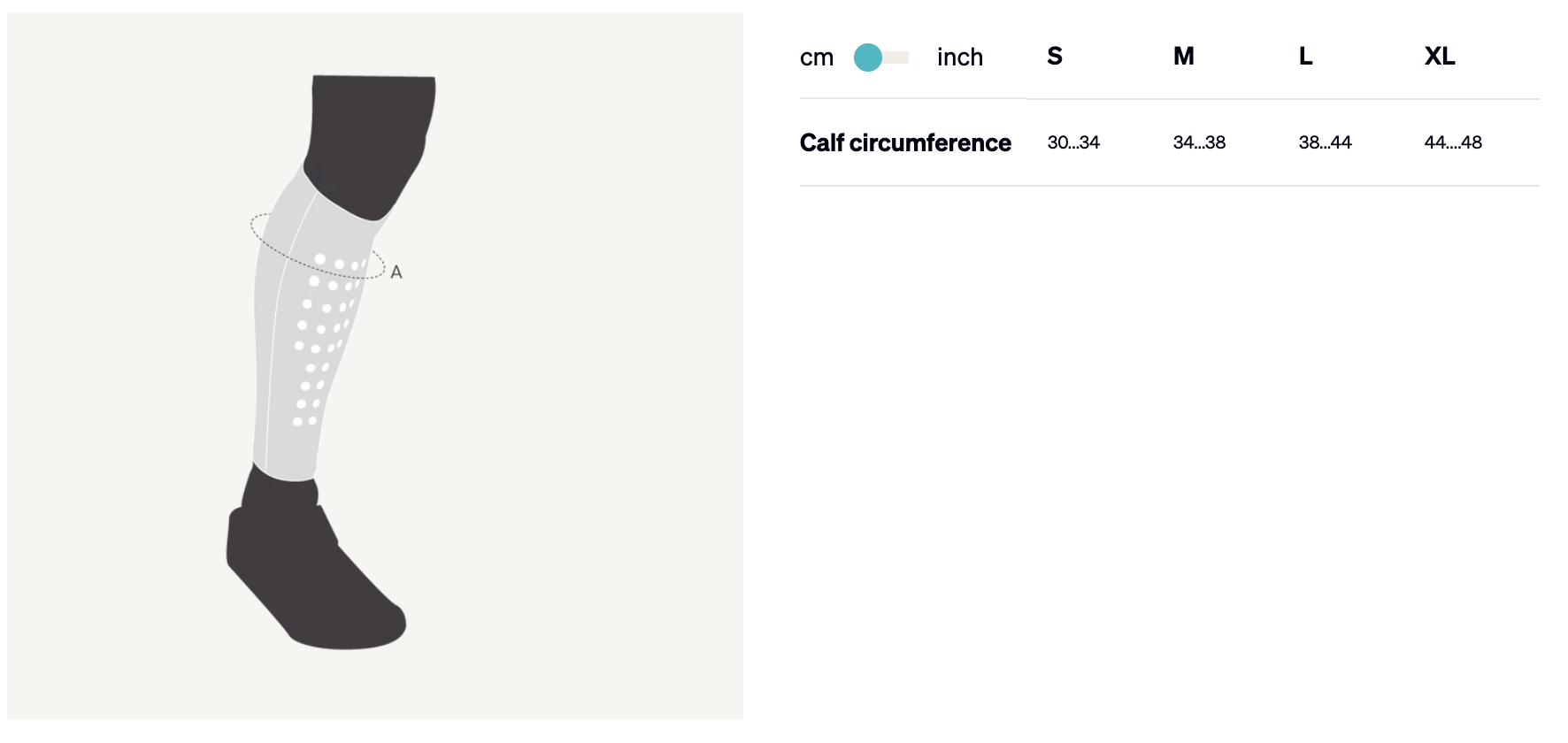 Surpas Insane Calf Sleeves - Hvid size guide