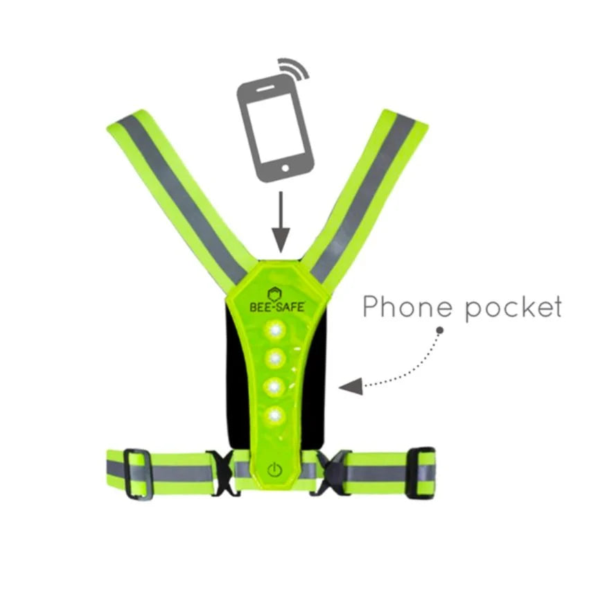 BEE-SAFE LED Harness Phone Pocket - Lime