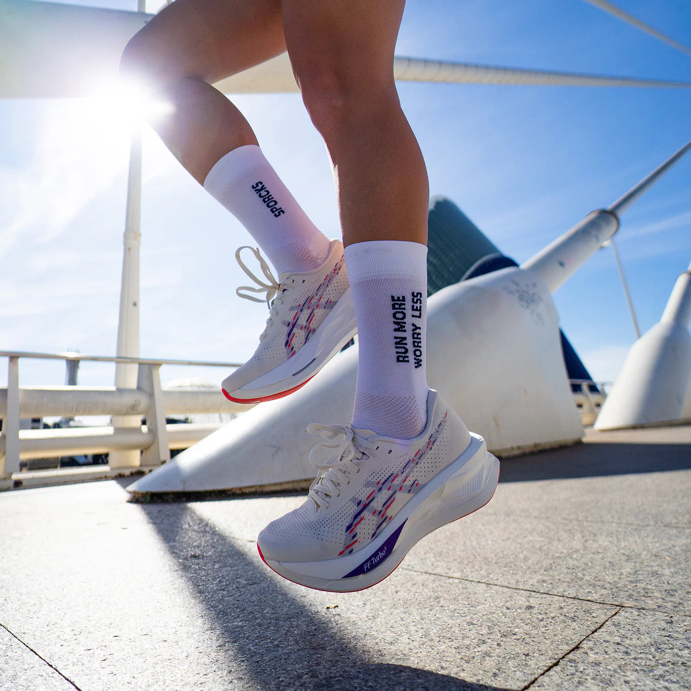 Sporcks Run More White Løbestrømper