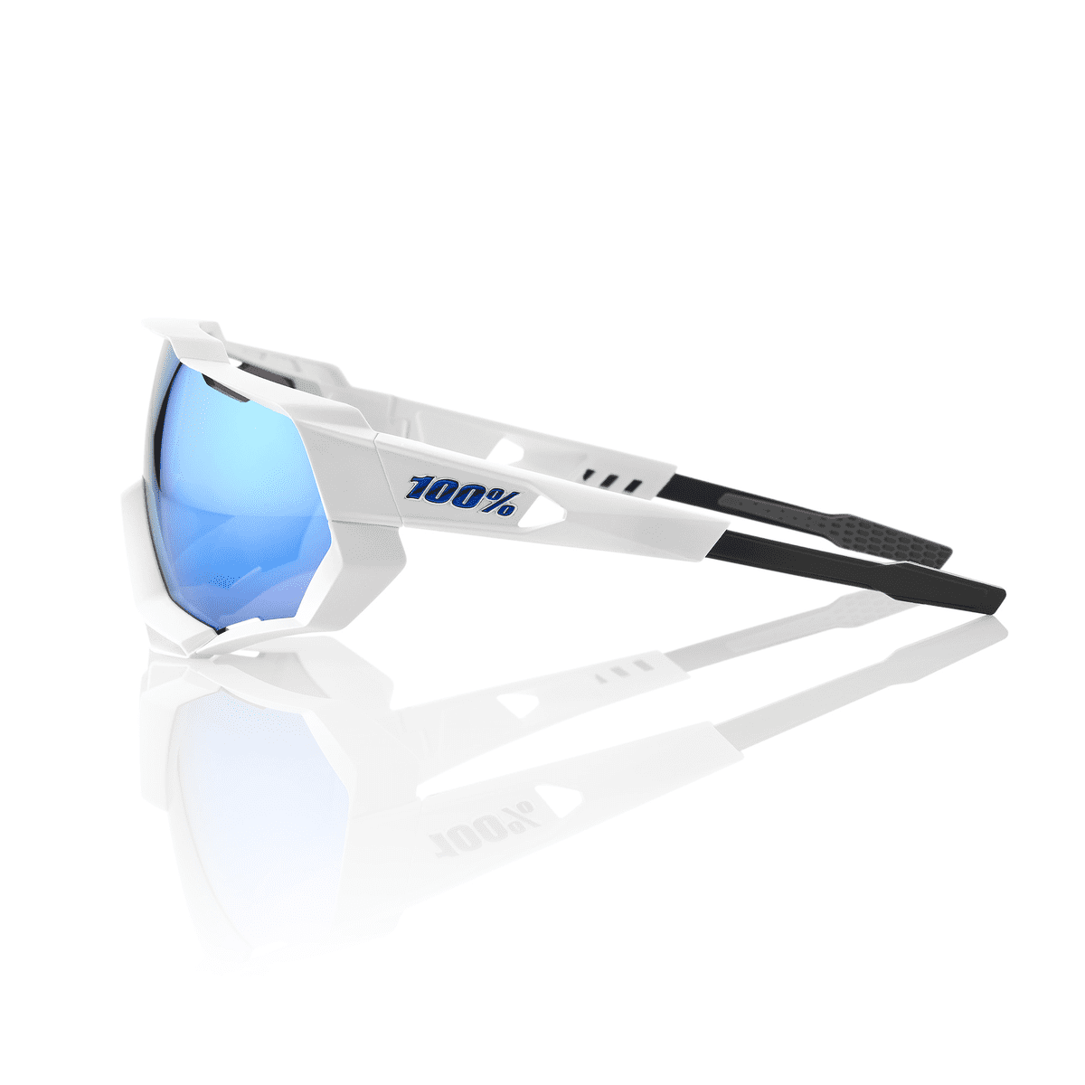 100% SPEEDTRAP Solbriller - Matte White HiPER Blue Multilayer Mirror
